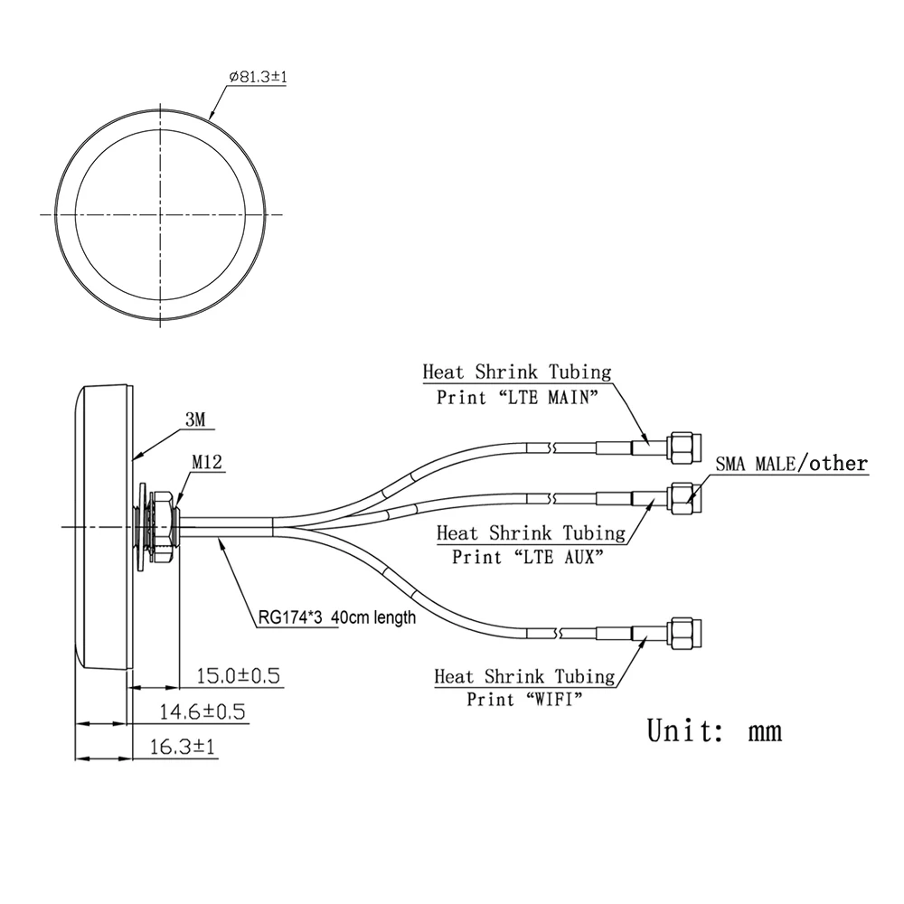 Ip67 mimo 4g gsm glonass außenantenne, antenne lte gps combo dual band antenne