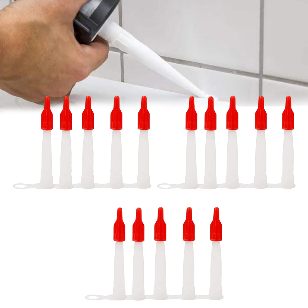 30pcs Silicone Tube Nozzle Cap Replacement Tips Caulk With Red Nozzle Cartridge Spare Silicone Sealant Home Construction Tools
