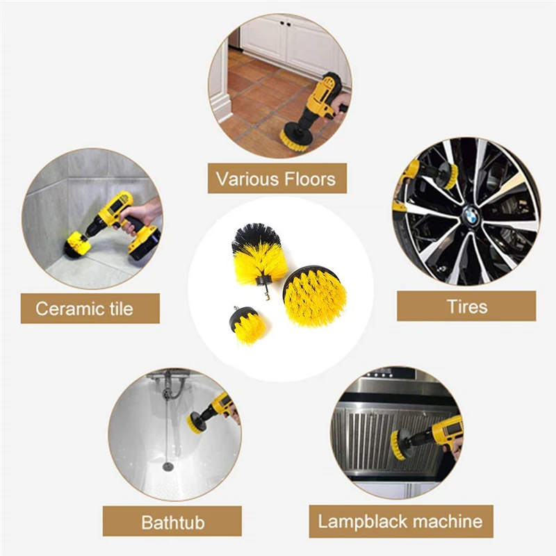 Free shipping 3 pcs/set electric scrubber drill clean brush for baseus official store car gadgets and accessories