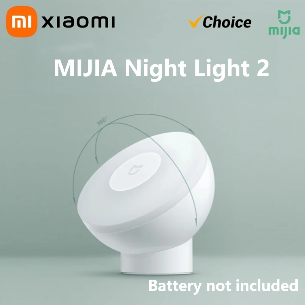 Xiaomi Mijia Luce notturna a induzione a LED 2 lampade Luminosità regolabile Sensore intelligente a infrarossi per il corpo umano con base magnetica -CN