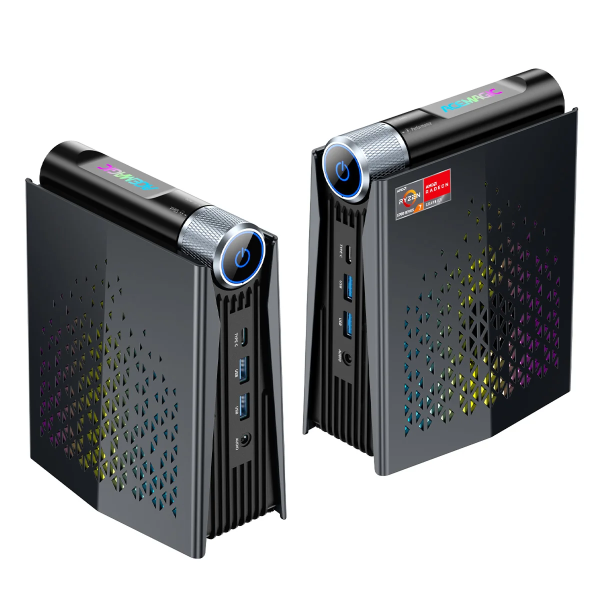 ACEMAGIC MINI PC AMD Ryzen 7 8745HS 32 GB di RAM 1 TB SSD Windows 11 Pro MINI Computer Wifi6 BT5.2 con luce RGB 4K Triplo display