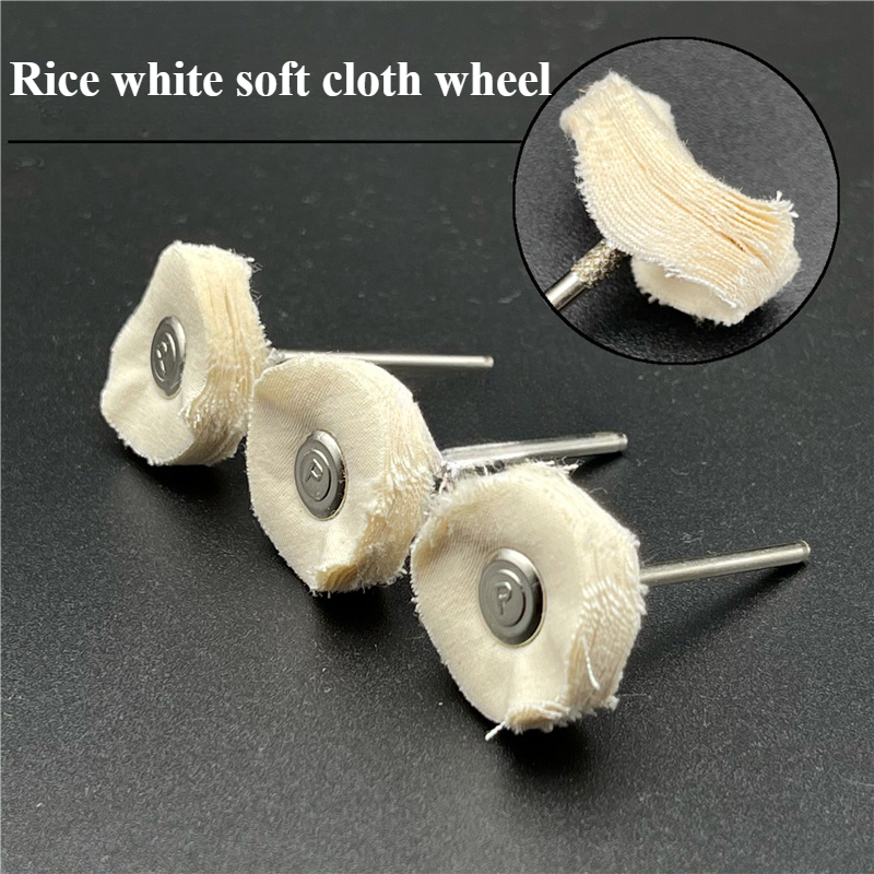 5PCS 2.35mm Handle Yellow / Beige / Bleach Cloth Wheel  Jewelry Polishing Cloth Wheel Dremel Rotating Tool Accessories