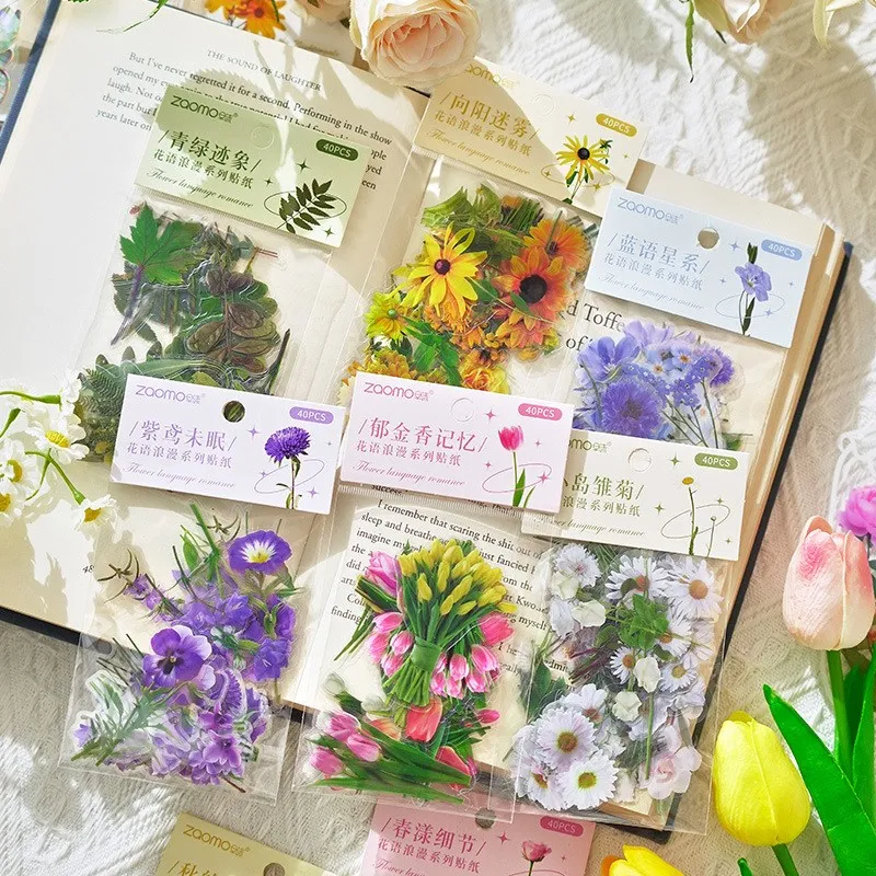 40 Uds. De pegatinas Vintage de flores y plantas, decoración artesanal, pegatinas para álbum de recortes de mascotas para planificadores, álbumes de recortes, portátiles