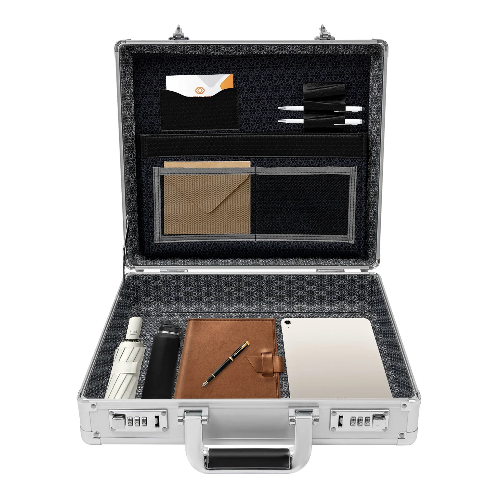 Locking Storage Box with Two 3-Digit Combination Locks, Sturdy Aluminum Alloy and MDF Construction, Spacious Interior for