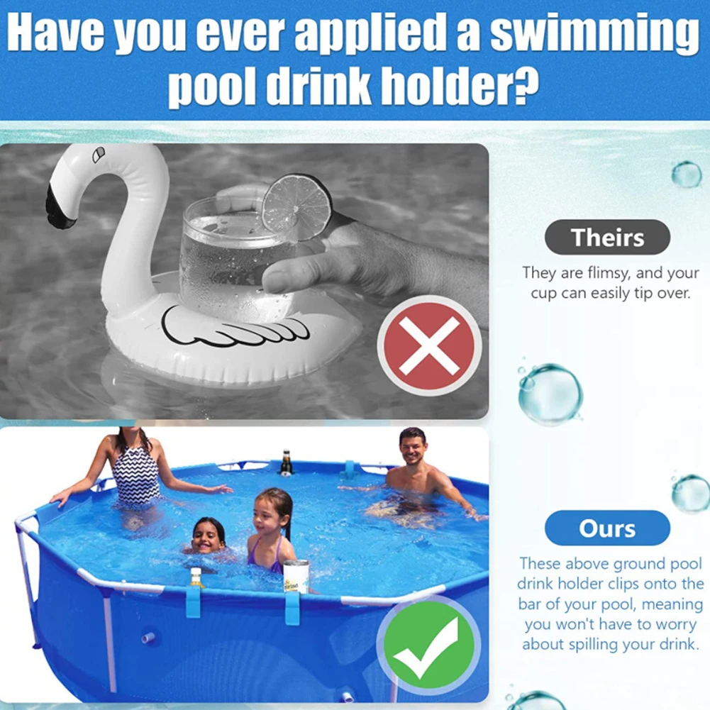 Getränkehalter am Pool für oberirdische Schwimmbäder, Getränkehalter ohne Verschütten, Getränkehalter, passend für 2-Zoll- oder weniger Bars am Pool