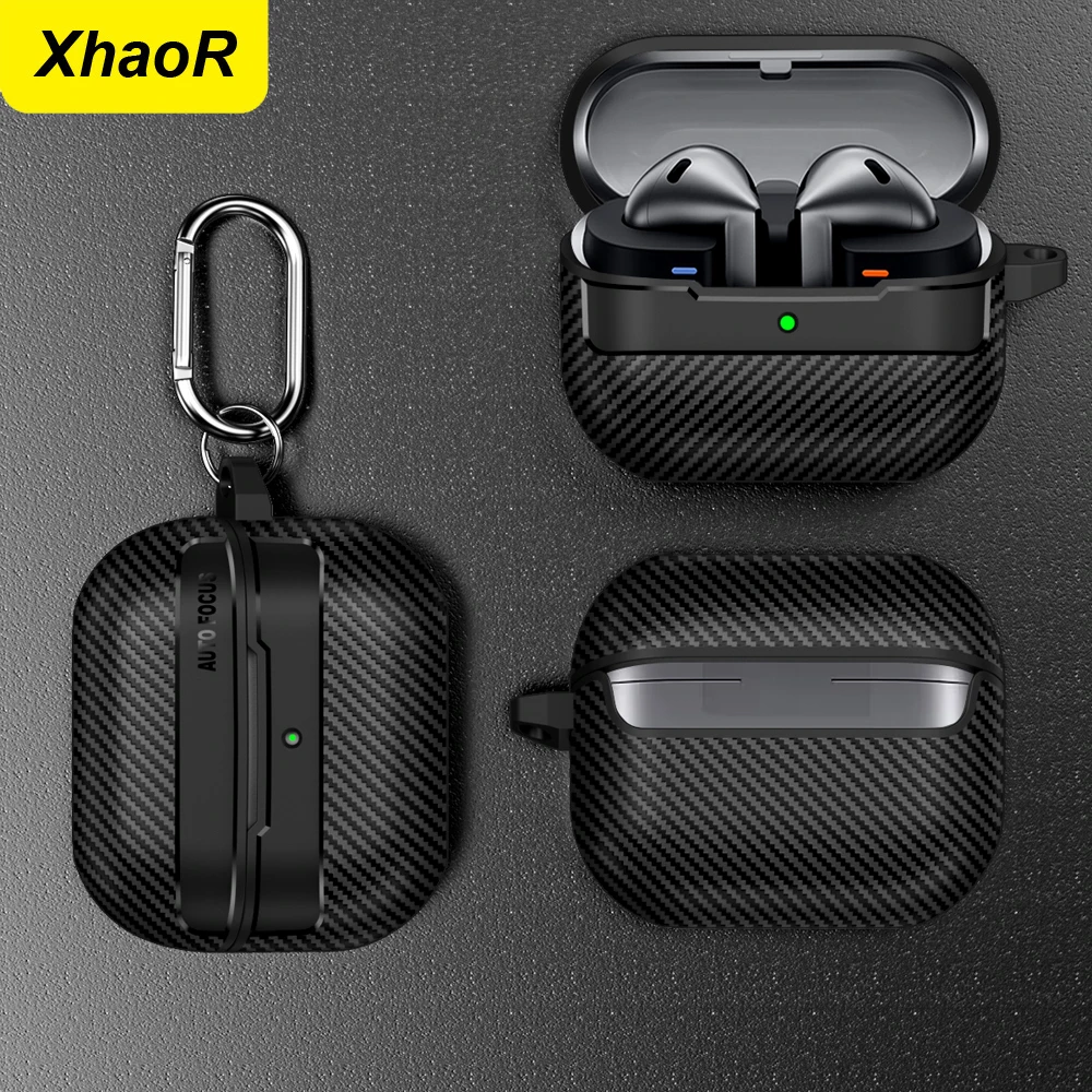 Etui ochronne z włókna węglowego na słuchawki Samsung Galaxy Buds3 / Buds 3 Pro z breloczkiem