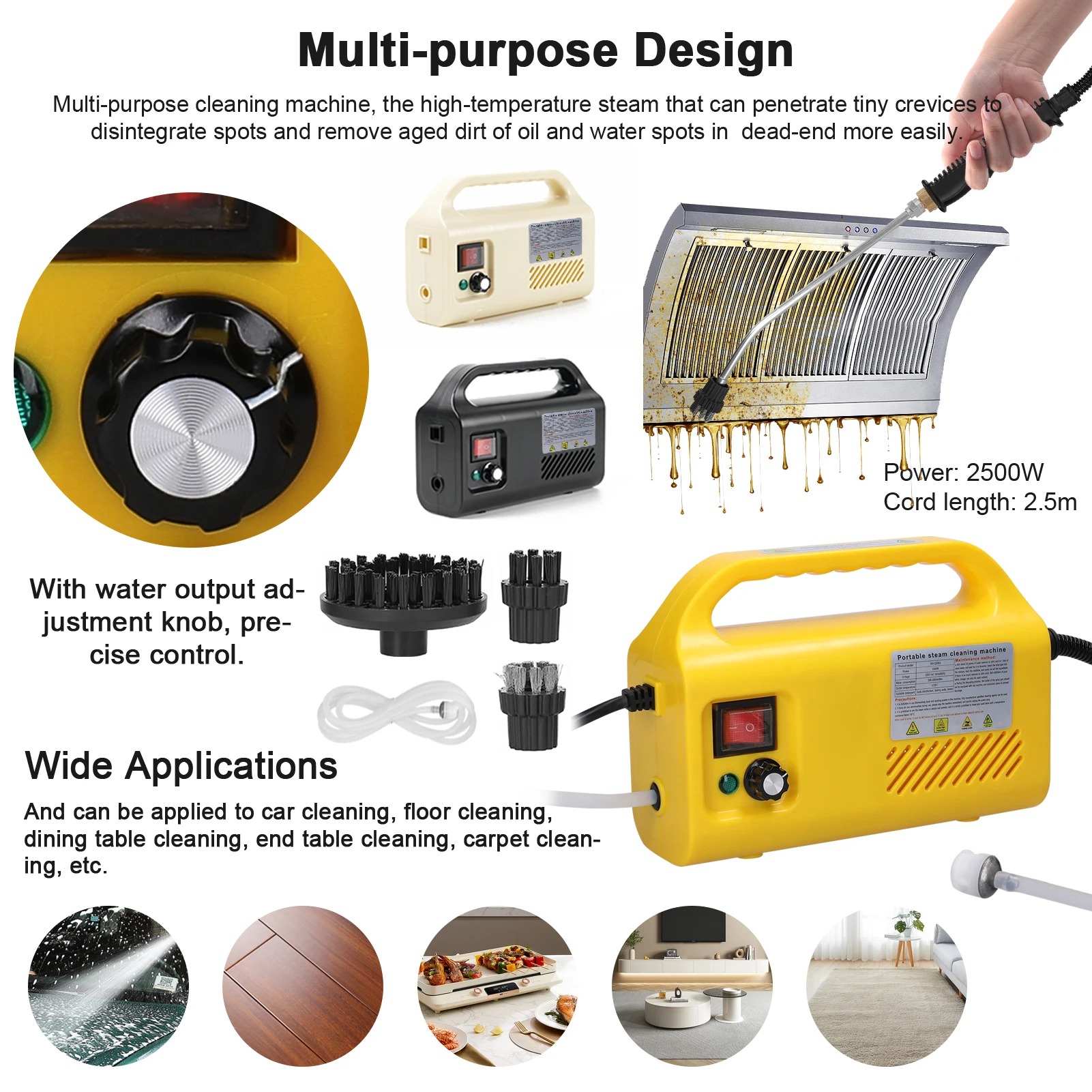 220V EU/KR Plug  Multifunction Handheld Steam Cleaner  Multi-plug 2500W Powerfull 3Bar Steam Cleaning Tool