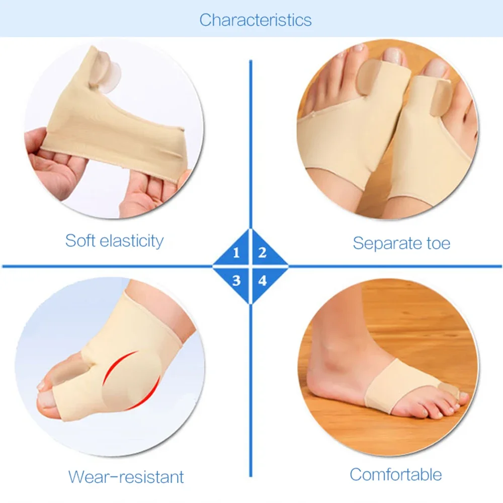 2 Pcs Silicone Toe Spreader Separator Bunion Hallux Valgus Corrector Thumb Finger Correction Straightener Foot Care Tool