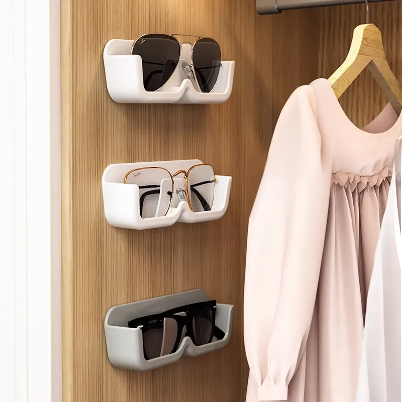 Organizador de óculos sem broca montado na parede, suporte de exibição decorativo para leitura de óculos de sol, sensação premium, rack de óculos ópticos