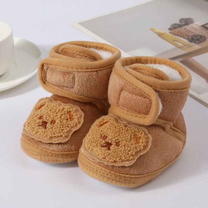 Infantil da criança do bebê primeiros caminhantes inverno grosso quente sapatos recém-nascidos para meninas meninos macio moda urso bebê menino menina sapatos 0-9 meses