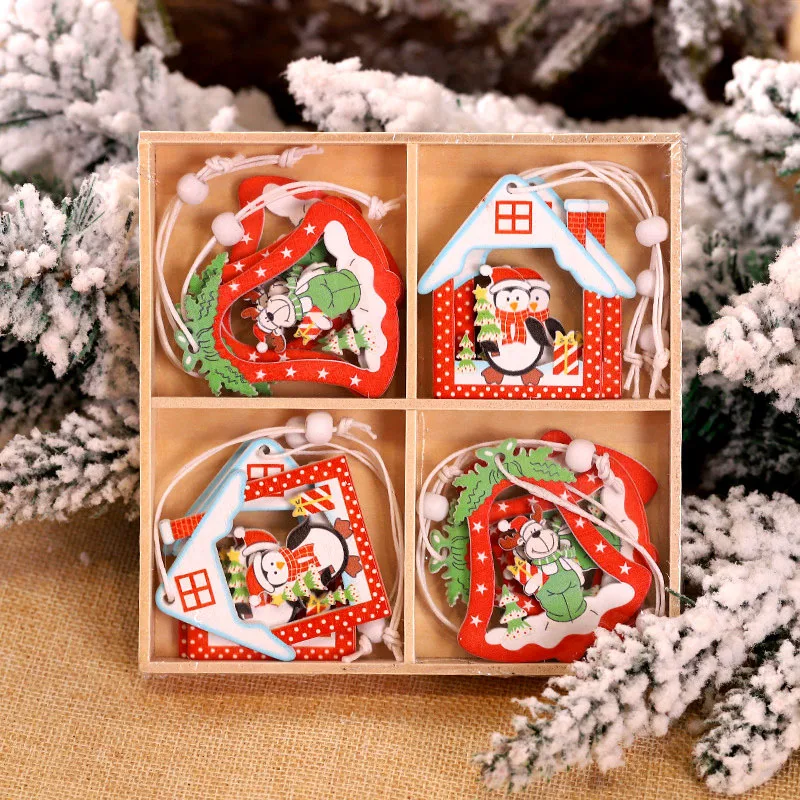 12/9 Chiếc Giáng Sinh Gỗ Mặt Dây Chuyền Bông Tuyết Xmas Cây Treo Đồ Trang Trí Đồ Dùng Trang Trí Giáng Sinh Cho Nhà Navidad Tặng Năm Mới 2023