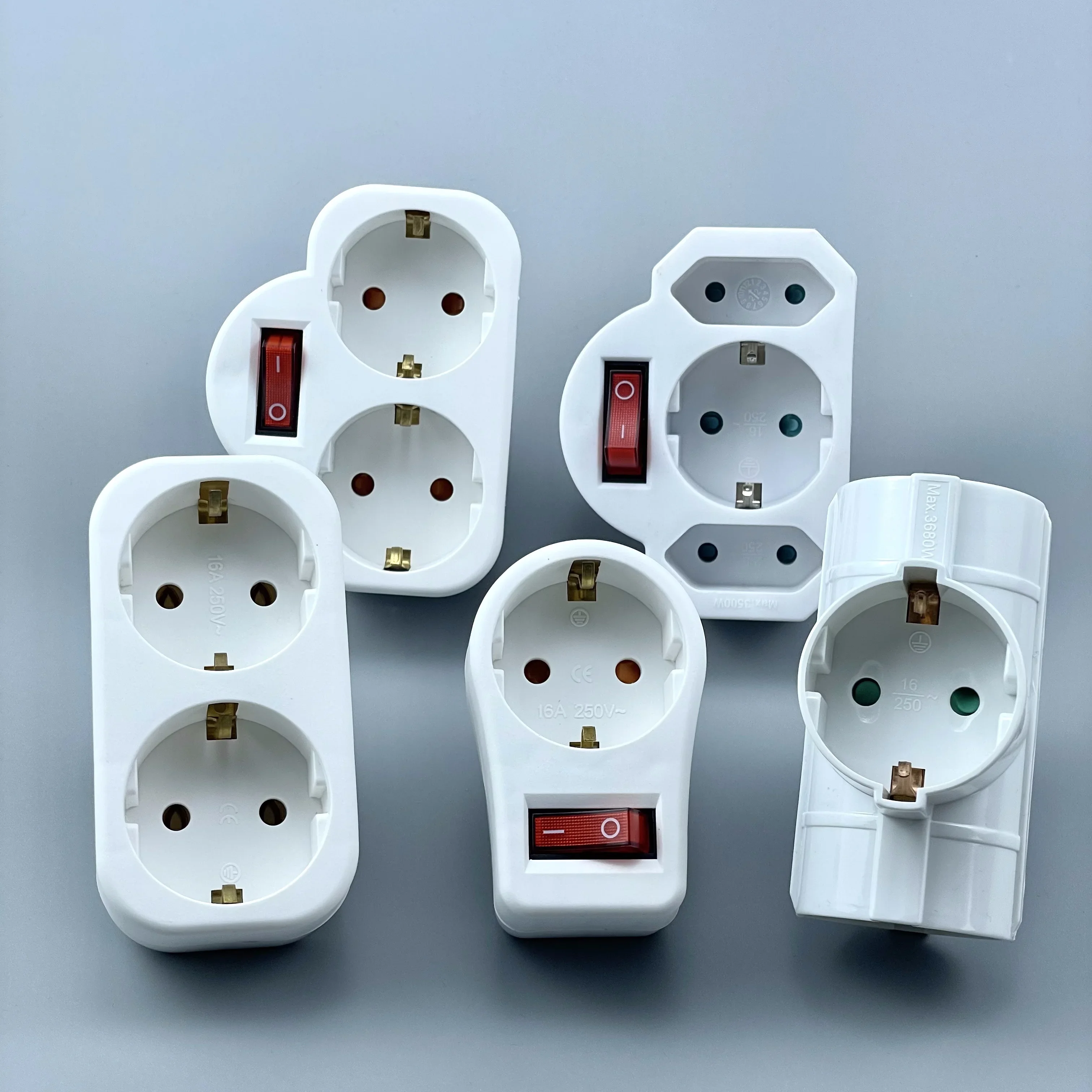 Toma de extensión con interruptor de encendido/apagado enchufe eléctrico estándar europeo Rusia España Ucrania Corea adaptador de enchufe convertidor de energía