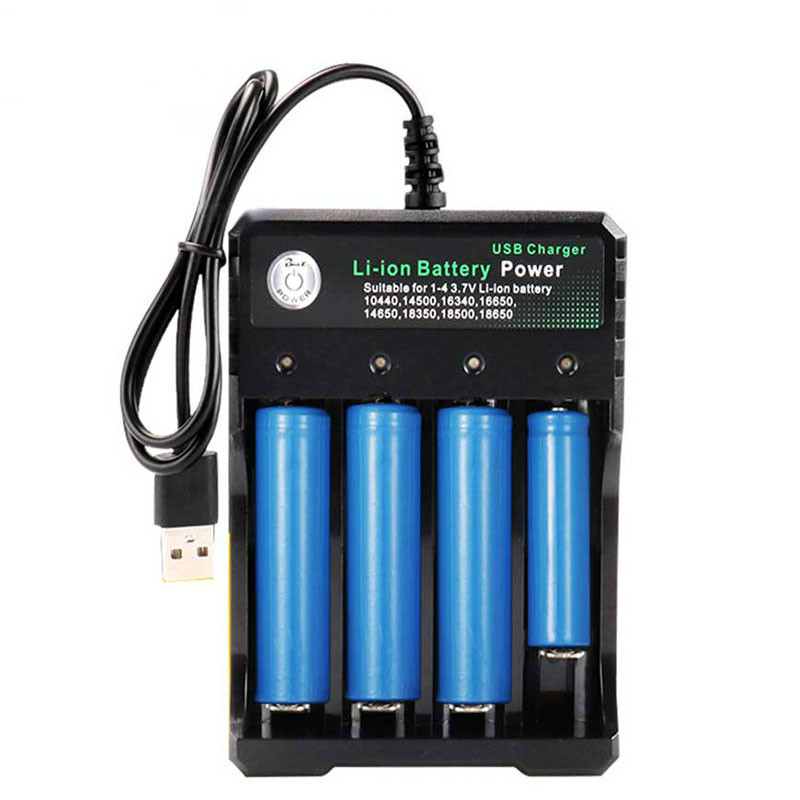 1/2/4 ranuras AC 110V/220V 18650 cargador de batería negro para 14500 14650 16650 18350 18500 18650 3,7 V baterías de litio recargables