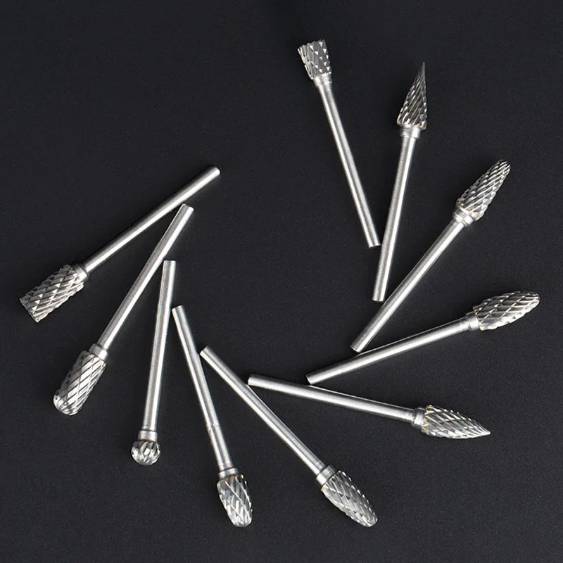 LIDIAO 10 шт. набор твердосплавных фрез 1/8 "хвостовик роторный инструмент бит деревообработка сверление полировка металла шлифовка 3 мм роторный напильник