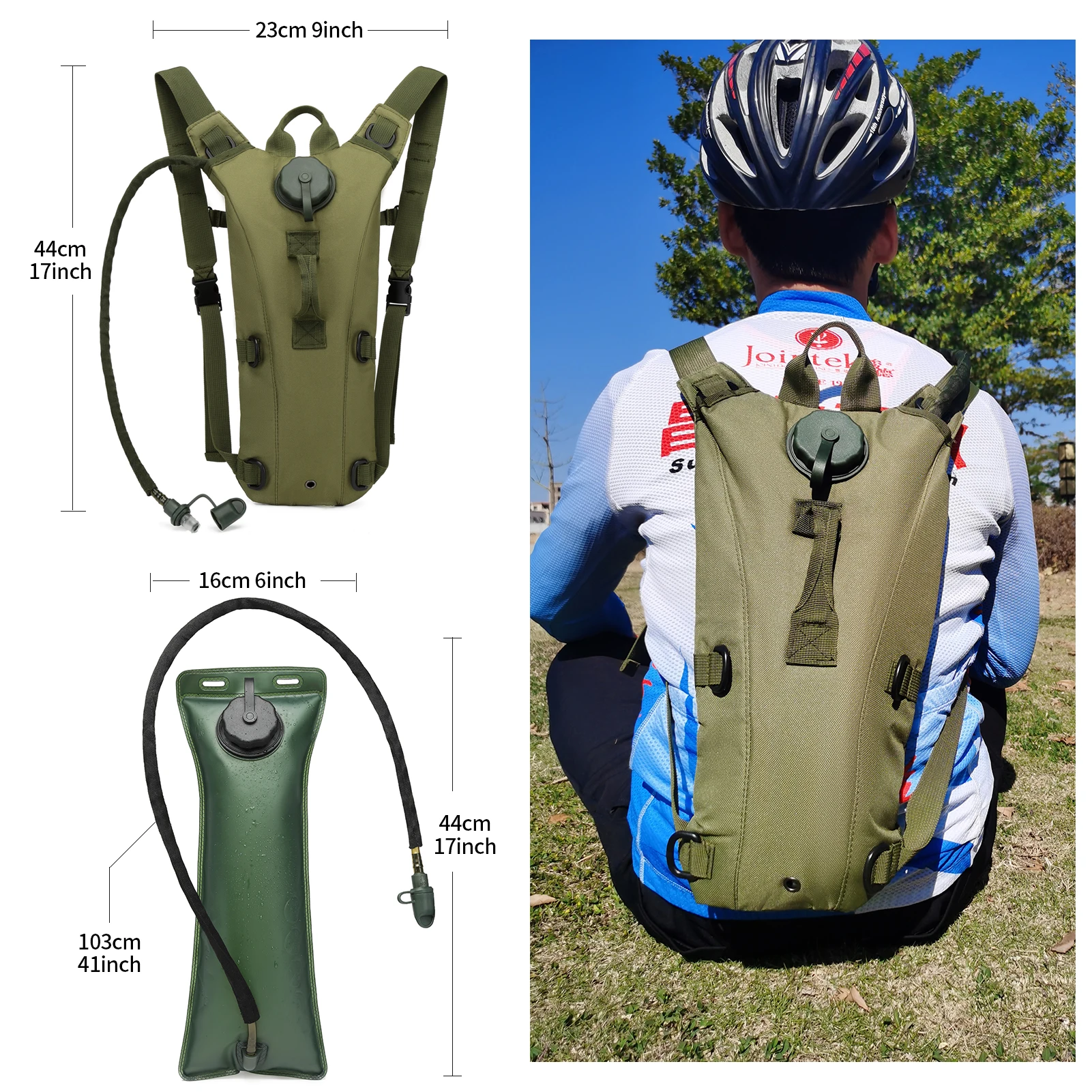 Paquete táctico de hidratación acuática, mochila Camel de clase militar con vejiga de agua a prueba de fugas de 3L para correr, trotar y andar en bicicleta