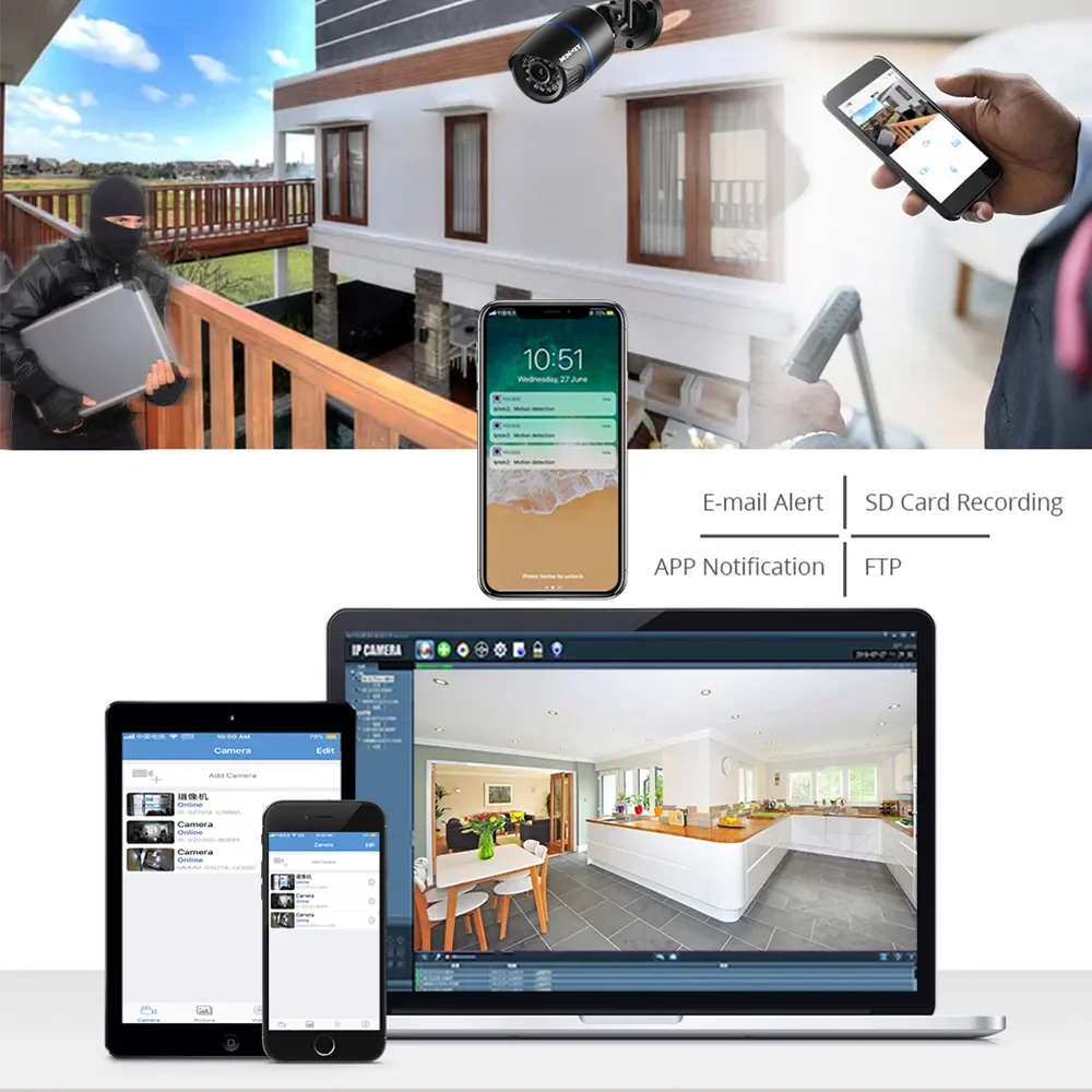 Telecamera IP 4MP 1080P Telecamera di sicurezza WiFi esterna Video sorveglianza wireless Wi Fi Bullet CCTV HD Camara CamHipro CamHi Cam