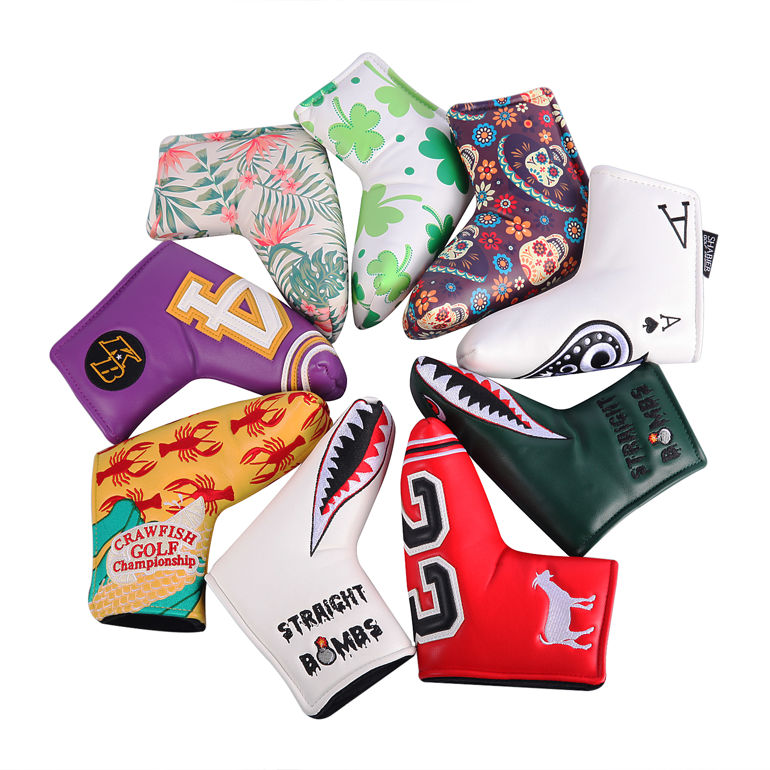 ใบมีดกอล์ฟพัตเตอร์ใบมีดสีขาวกอล์ฟพัตเตอร์ Headcover สำหรับ Blade Golf Putter