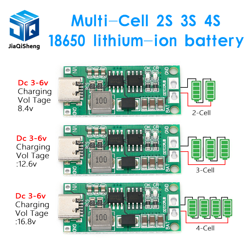 Cargador de batería de litio multicelda 2S 3S 4S tipo C a 8,4 V 12,6 V 16,8 V Boost LiPo 7,4 V 11,1 V 14,8 V 18650