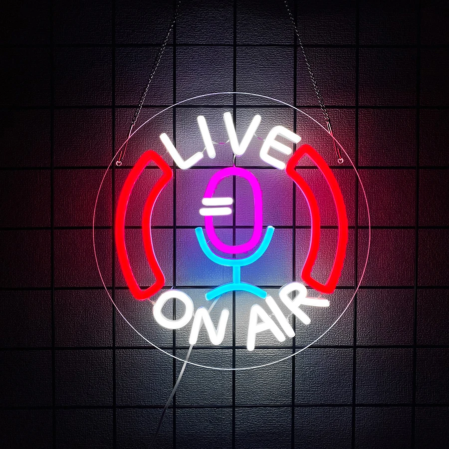 On Air Neon Sign,Led Live Recording Lightไอคอนใช้สําหรับตกแต่งห้องเกม,สตูดิโอ,บาร์และPodcast Wall Decor,USB Powered