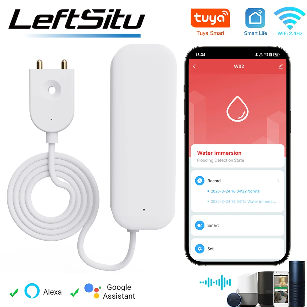 Tuya Smart WIFI czujnik wycieku wody Alarm detektor poziomu wody czujnik wycieku powodzi APP zdalne sterowanie System alarmowy