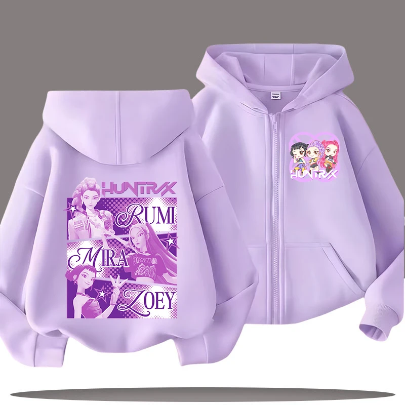 Sudaderas divertidas con cremallera, Sudadera con capucha de cazadores de demonios Kpop, ropa para niños, sudadera para chico y niña, Sudadera con capucha con cremallera, Top informal para bebé