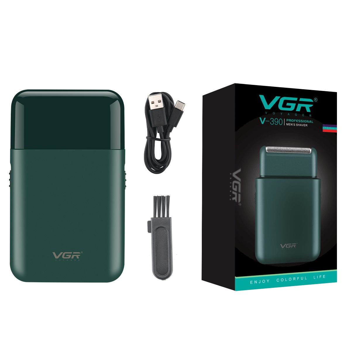 VGR 390 mini single blade cordless beard trimmer razor rechargeable foil electric face body shaver for men