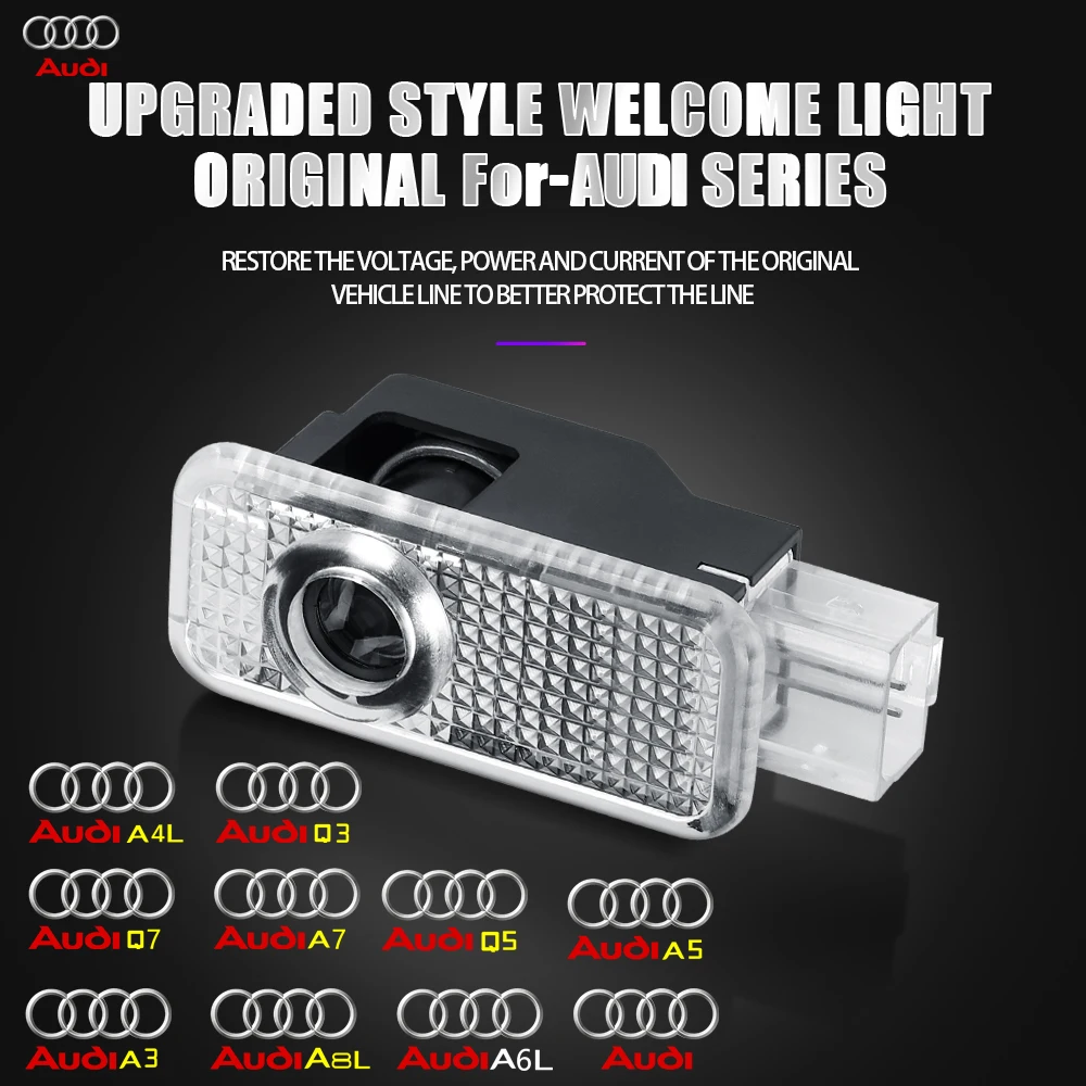 For Audi A4 A3 8V 8P 8L A6 C5 C6 C7 A5 A7 Q3 Q5 Q7 S3 S4 S6 RS Sline Quattro Car HD Projector Lamp LED Auto Door Welcome Light