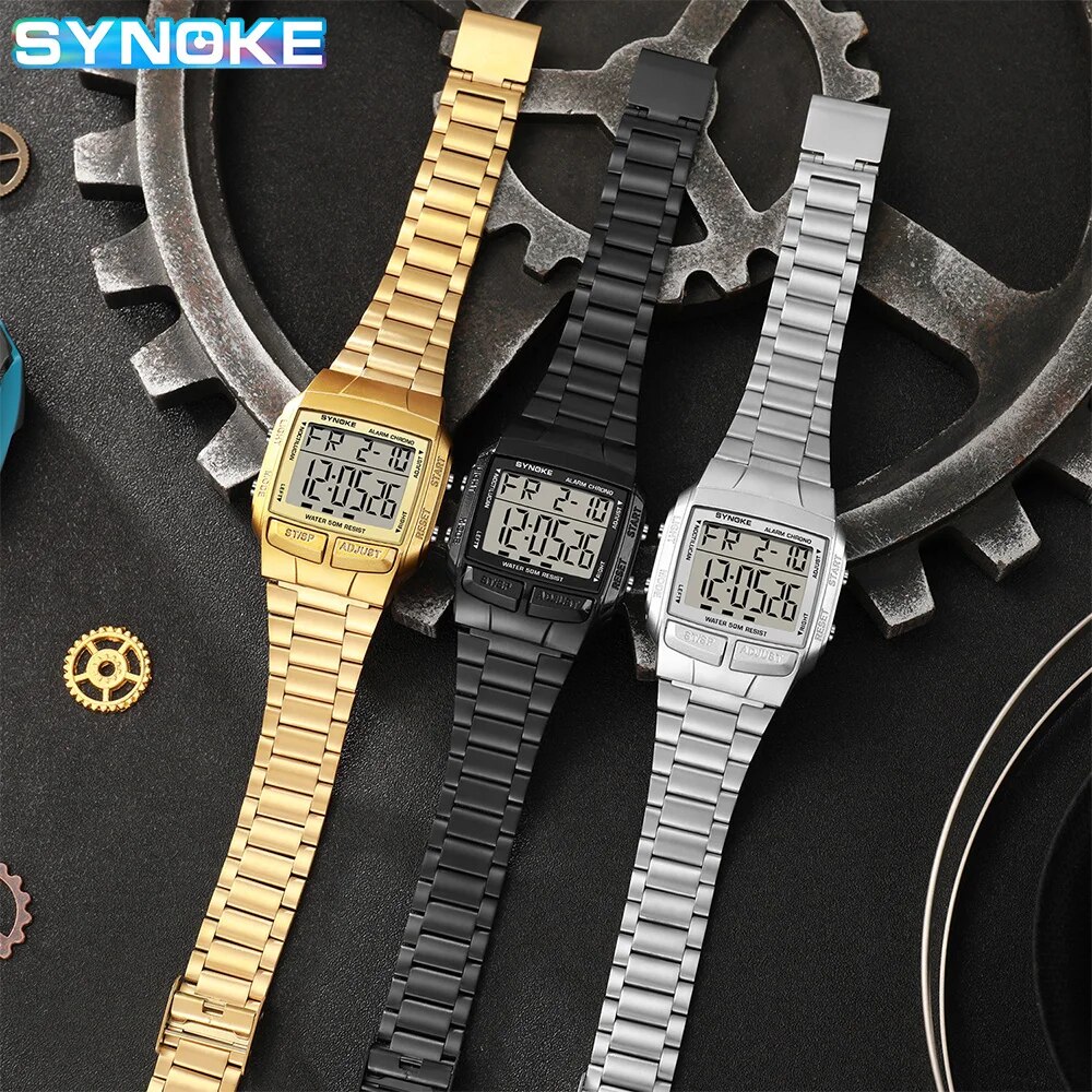 Synoke-メンズ防水ミリタリースポーツウォッチ、電子式、トップブランド、高級男性用時計、LEDデジタル時計