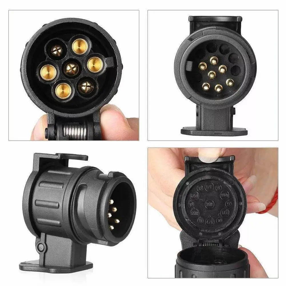   Adaptador de enchufe de 13 a 7 pines, conector de remolque, barra de remolque de 12V, enchufes impermeables, adaptador de enchufe, protege las conexiones