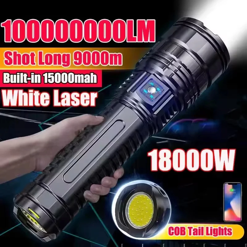 Linternas Led más potentes de 10000LM, tácticas, 15000mah, batería integrada, luz de Flash, focos de emergencia, 4km, regalos de vacaciones