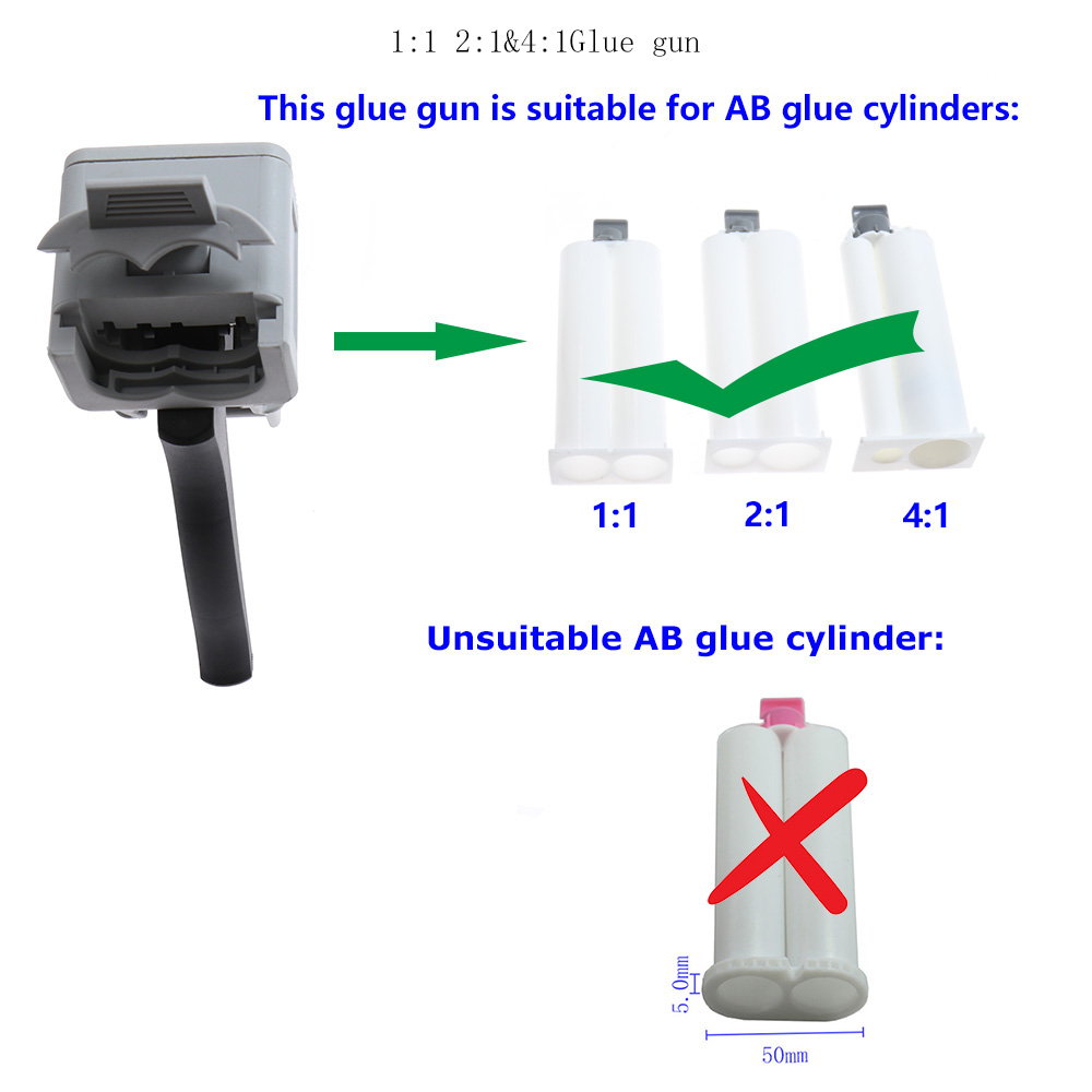 50ml dois componentes ab selante epóxi cola arma aplicador dispensador adhensive squeeze misturado 1:1 2:1 4:1 10:1 calafetagem manual