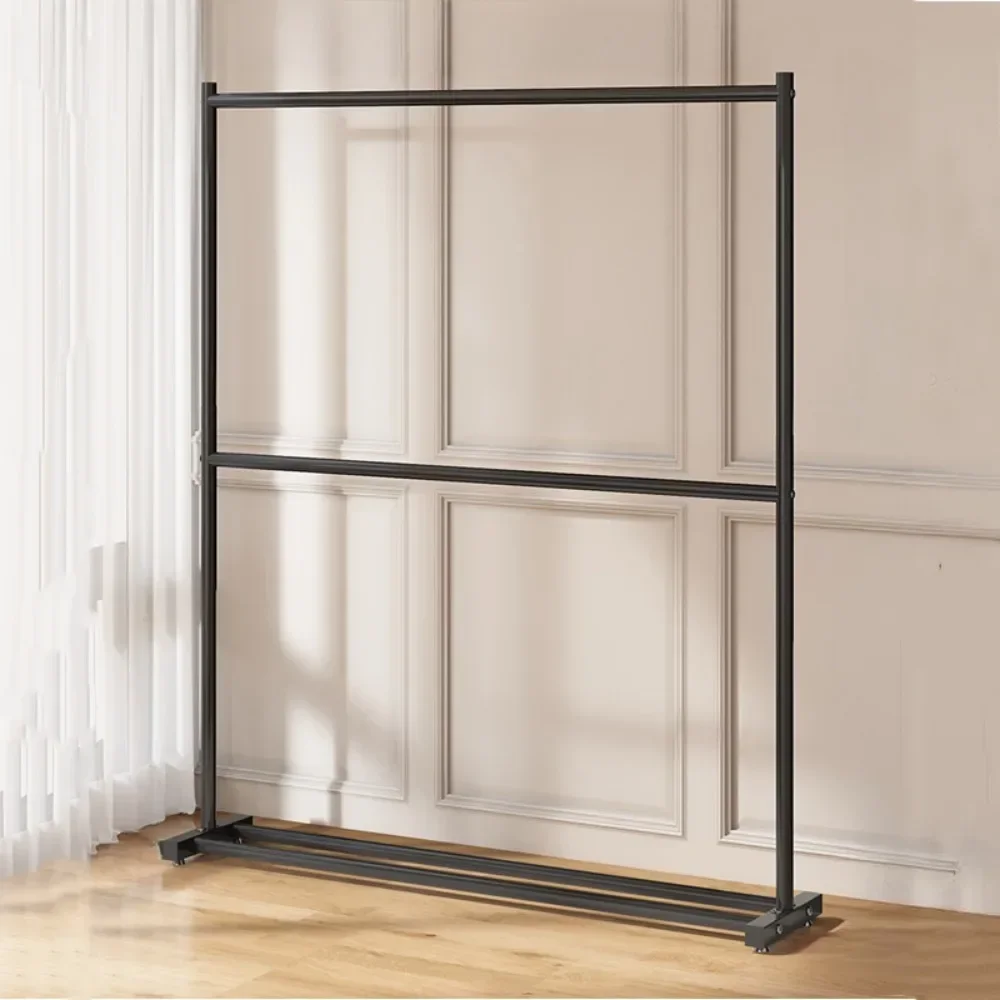 Simple Rolling Clothes Rack Floor Hanger Large Assembled Wardrobe Shoe Shelves Double Layers Coat Hanger Stand Home Furniture