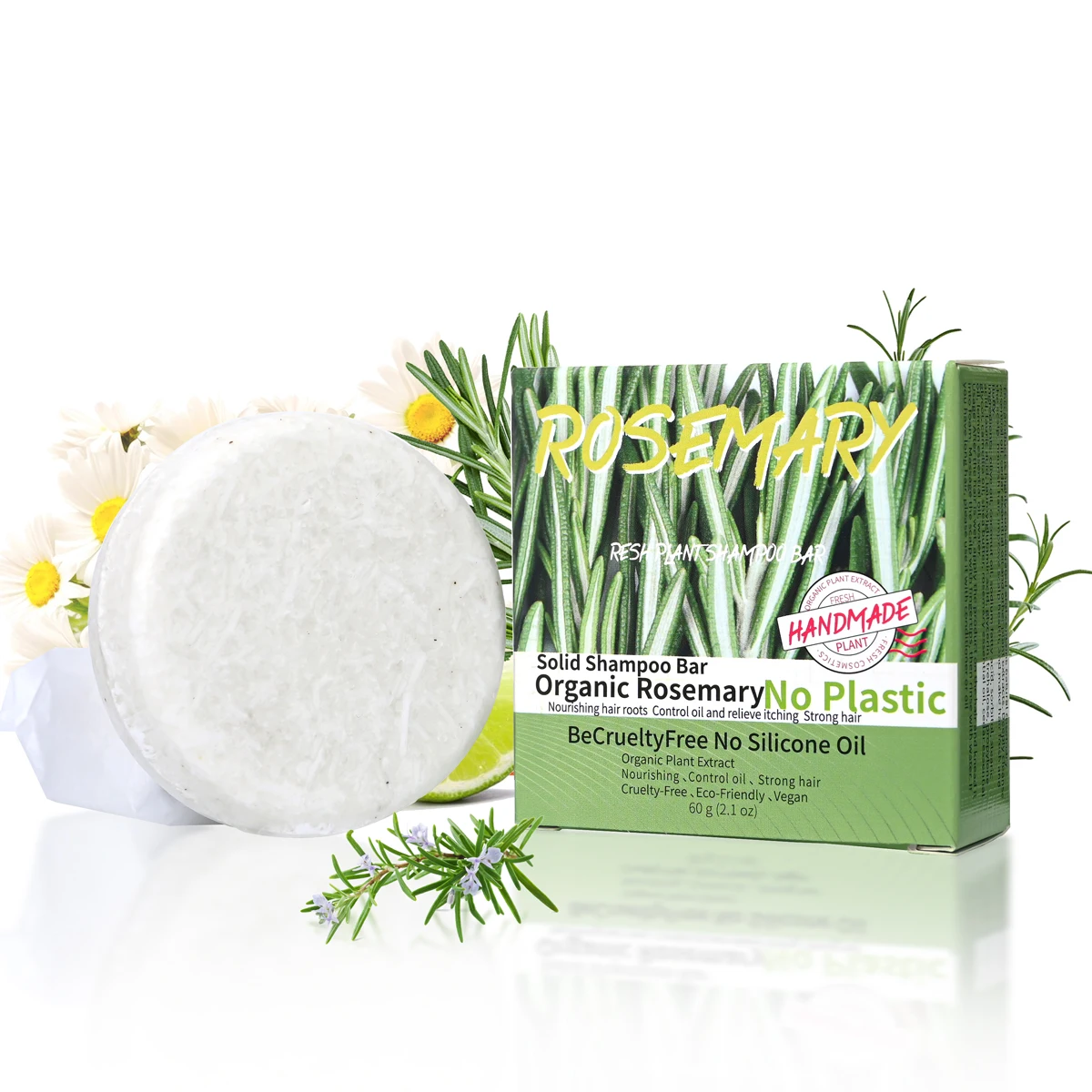 Sabonete shampoo de alecrim com fragrância natural 60g, sabonete artesanal para controle de óleo e remoção de caspa para homens e mulheres