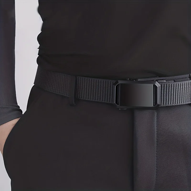Nuevo cinturón con hebilla automática, ropa de trabajo táctica de lona, pantalones de entrenamiento militares informales al aire libre, cinturón para hombres
