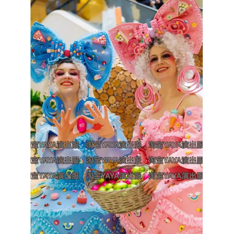 Kostum Pertunjukan Gogo Cosplay Halloween Gaun Kue Permen Hiasan Kepala Festival Kupu-kupu Lucu Kostum Parade Surga Pesta
