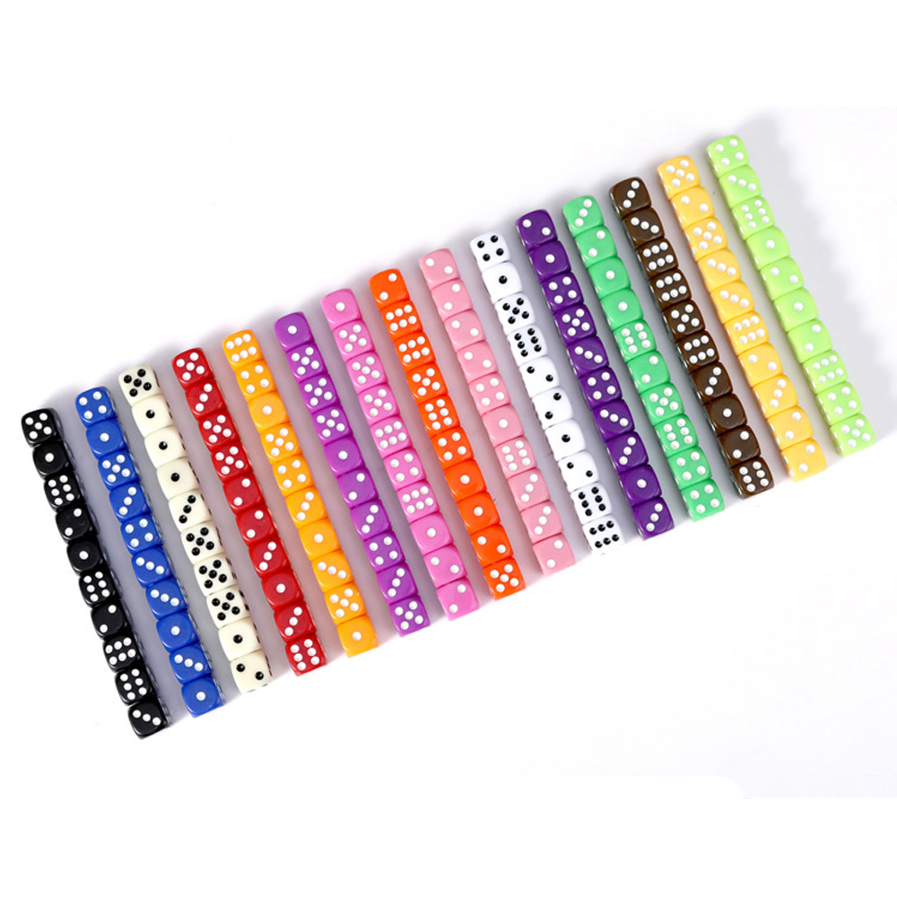 10 unids/pack nuevos dados de puntos acrílicos 16mm esquina redonda Multicolor juego de mesa Mahjong accesorios cubos 1,6 CM