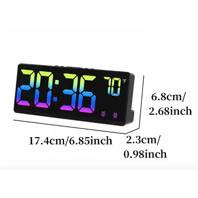 ​ ​ Sveglia digitale con controllo vocale con display della temperatura - Doppio allarme, snooze, luce notturna, 12/24 ore ​