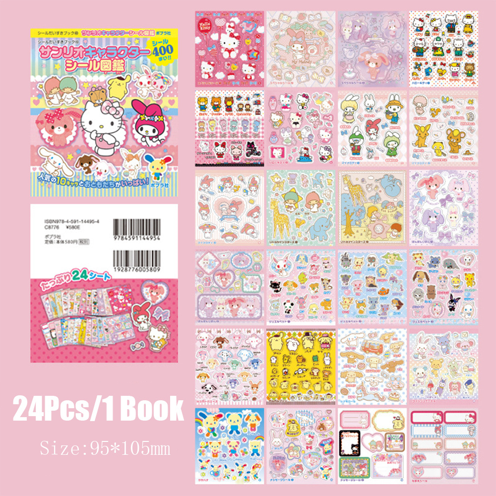 Sanrio mão conta adesivos livro material adesivo olá kitty kuromi cinnamoroll dos desenhos animados menina decalque brinquedos decorativos