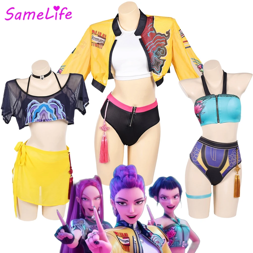 Kostum Cosplay Zoey Mira Rumi Pemburu Iblis KPop, Pakaian Pantai Seksi Fantasi, Baju Renang 2025, Kostum Kartun, Pakaian Penyamaran Halloween