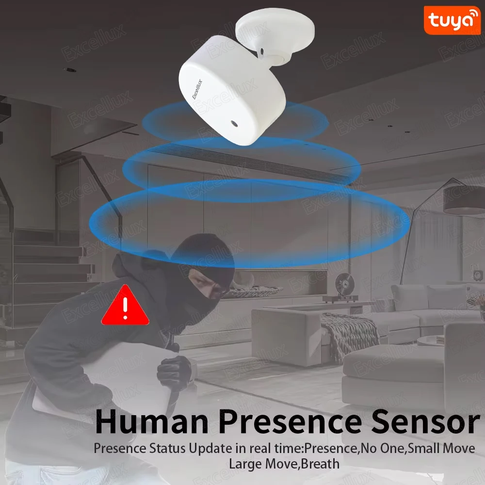 Sensor de movimiento de presencia humana Wifi/ZigBee 3,0 MmWave con detección de iluminancia/distancia automatización del hogar Tuya Smart Life
