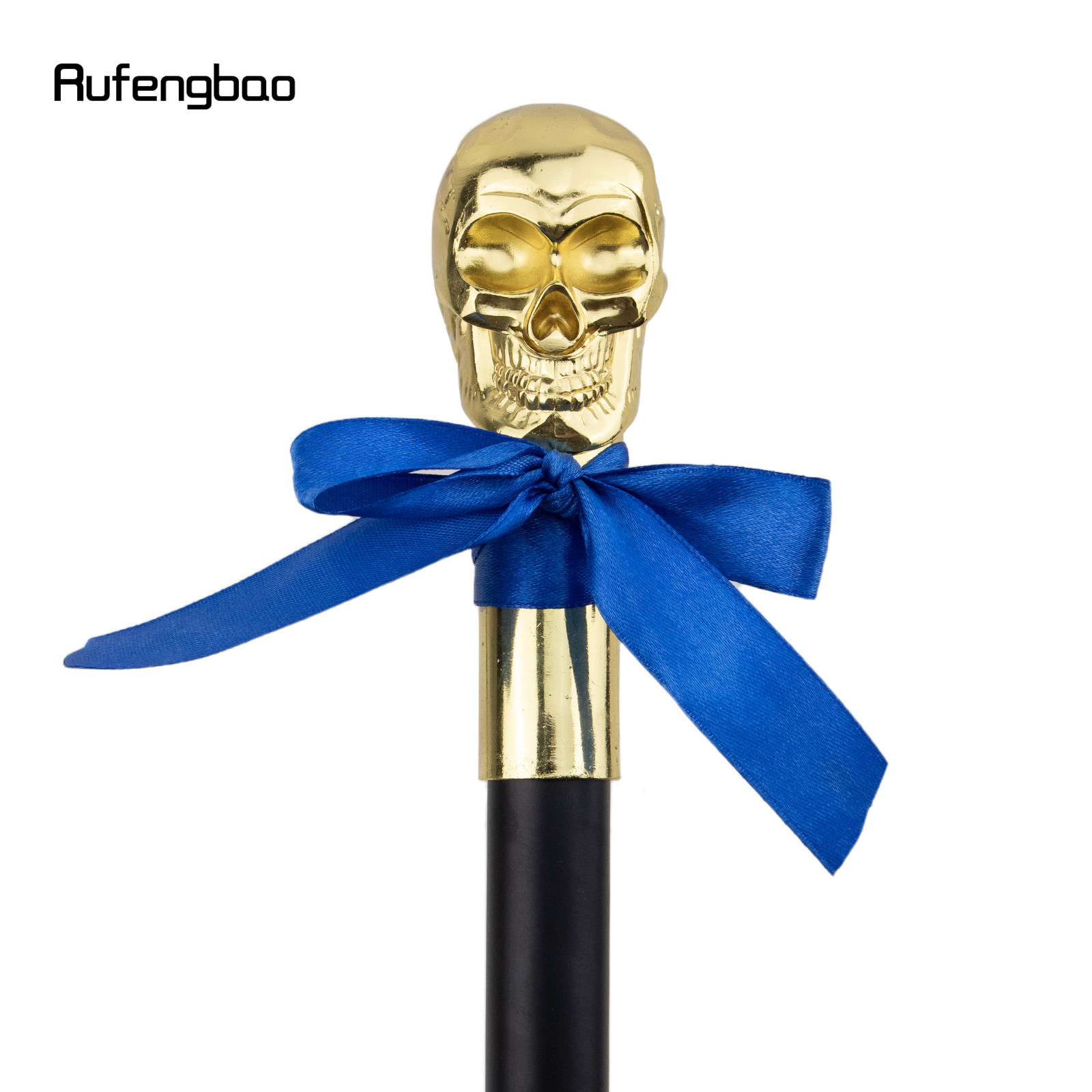 Cabeça de crânio dourado com gravata borboleta cavalheiro bengala moda bengala cavalheiro crosier botão bengala 93cm