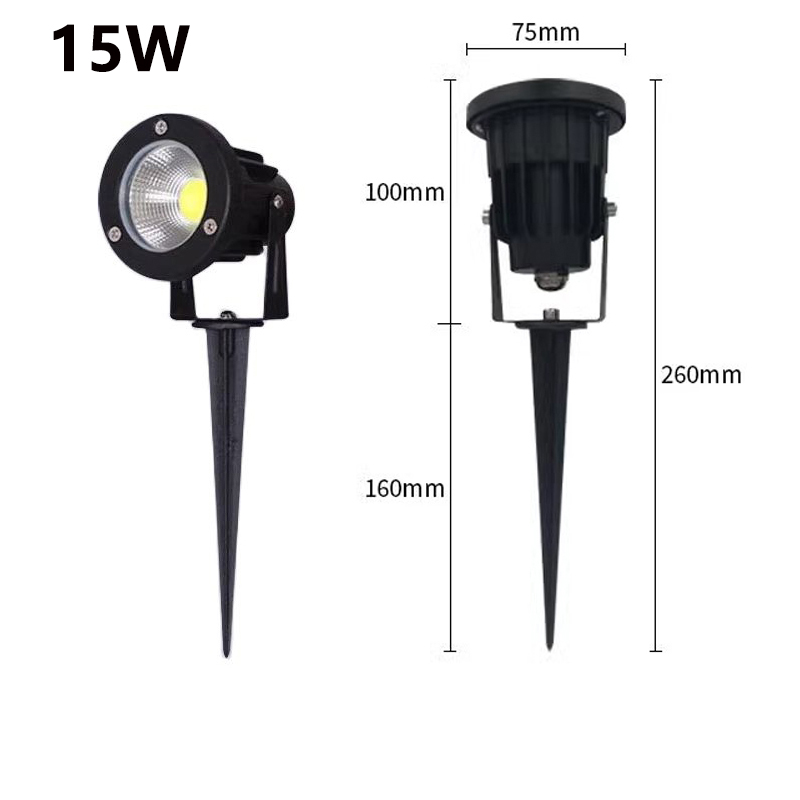 Lámpara LED para césped y jardín, 5W, 10W, 15W, impermeable para exteriores, IP65, 220V, 110V, 12V, 24V, bombilla con punta para paisaje, focos para césped COB para camino de jardín