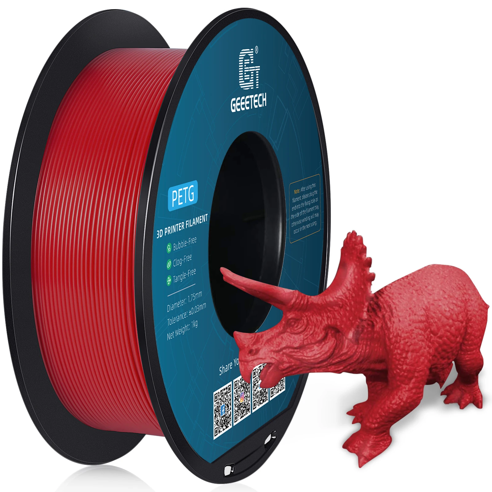 GEEETECH 1kg 1.75mm 1KG (2.2LBS) Czysty PETG, Filament do drukarek 3D, Pakowanie próżniowe, Bez plątania, Materiały do druku 3D