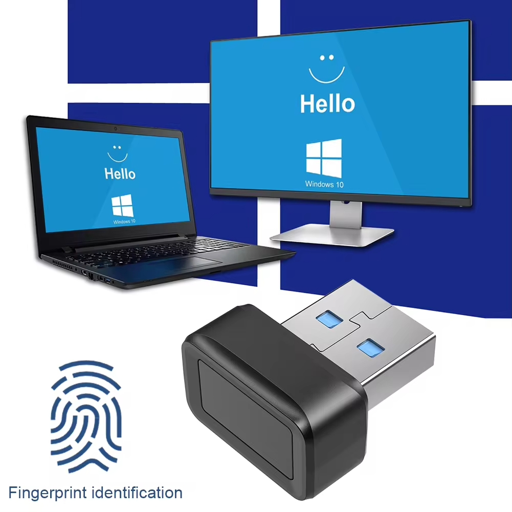 USB Fingerprint Reader Mini for Windows 7 8 10 11 Hello, Biometric Scanner Padlock for PC or Laptop Fingerprint Unlock Module
