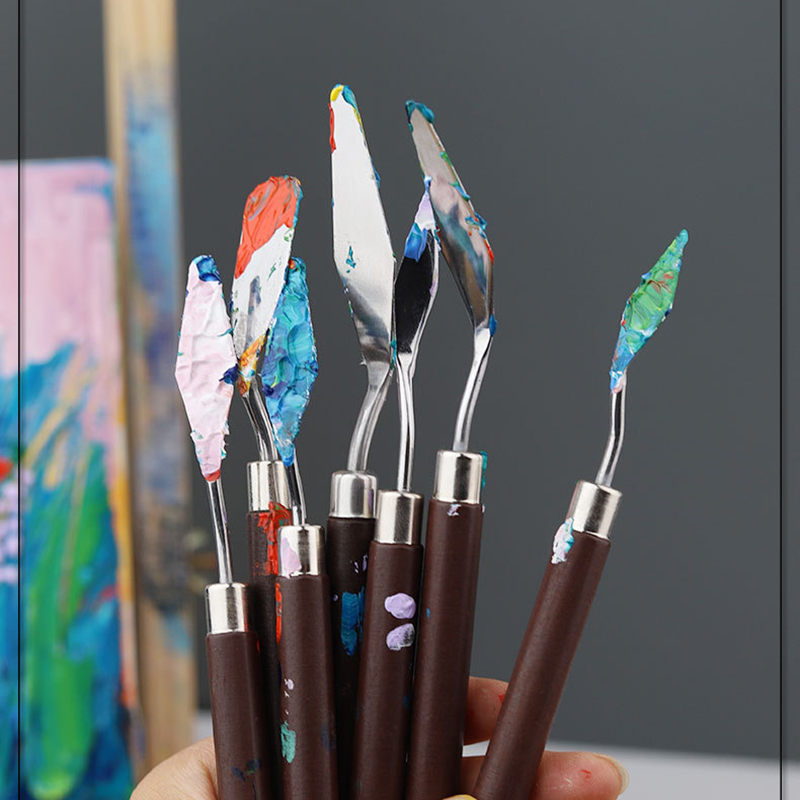 Juego de raspador de pintura al óleo de acero inoxidable, paleta de artista, cuchillo