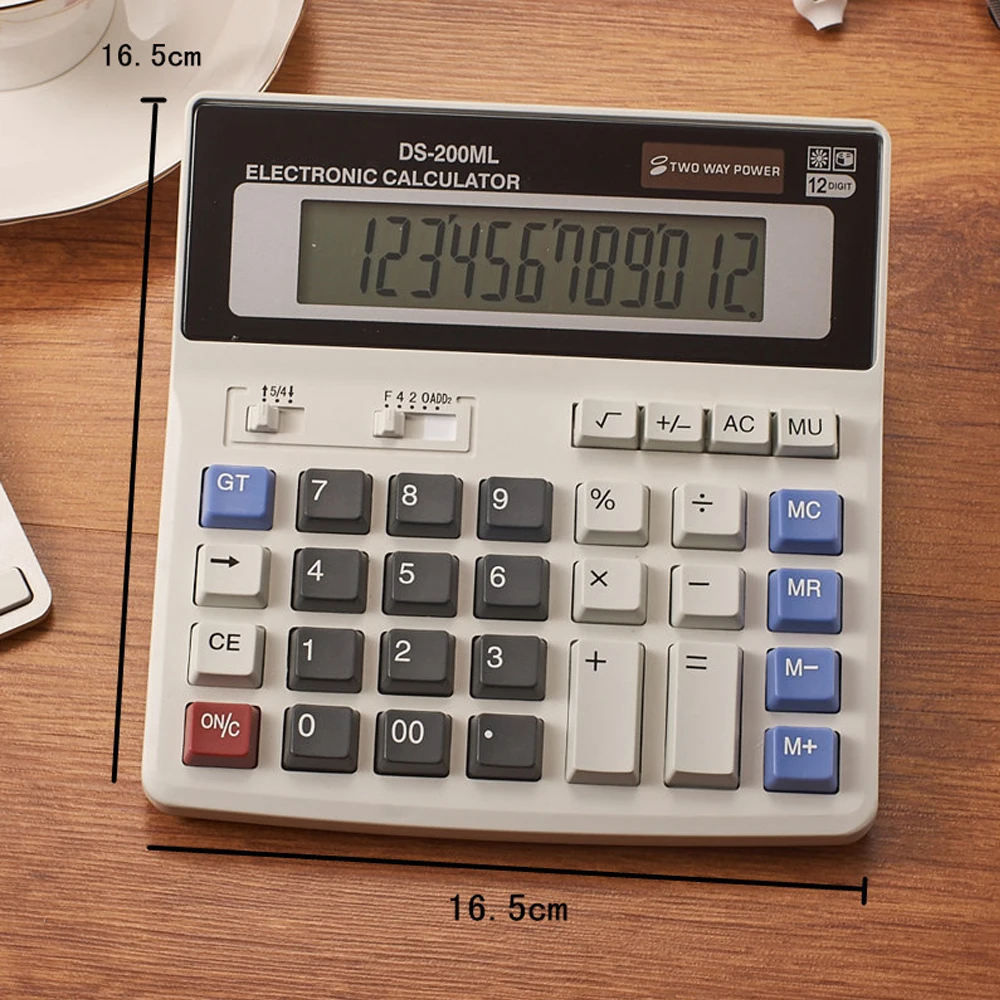 Calculadora de mesa de 12 dígitos, display lcd, bateria solar, botão grande, calculadora de contabilidade gigante com fundo antiderrapante para casa
