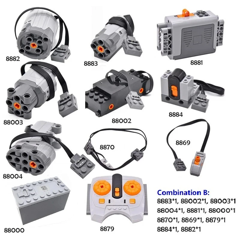 Technical Electronic Model Building Blocks MOC Power Functions Motor Parts IR Speed Remote Control Receiver Battery Box DIY Toys