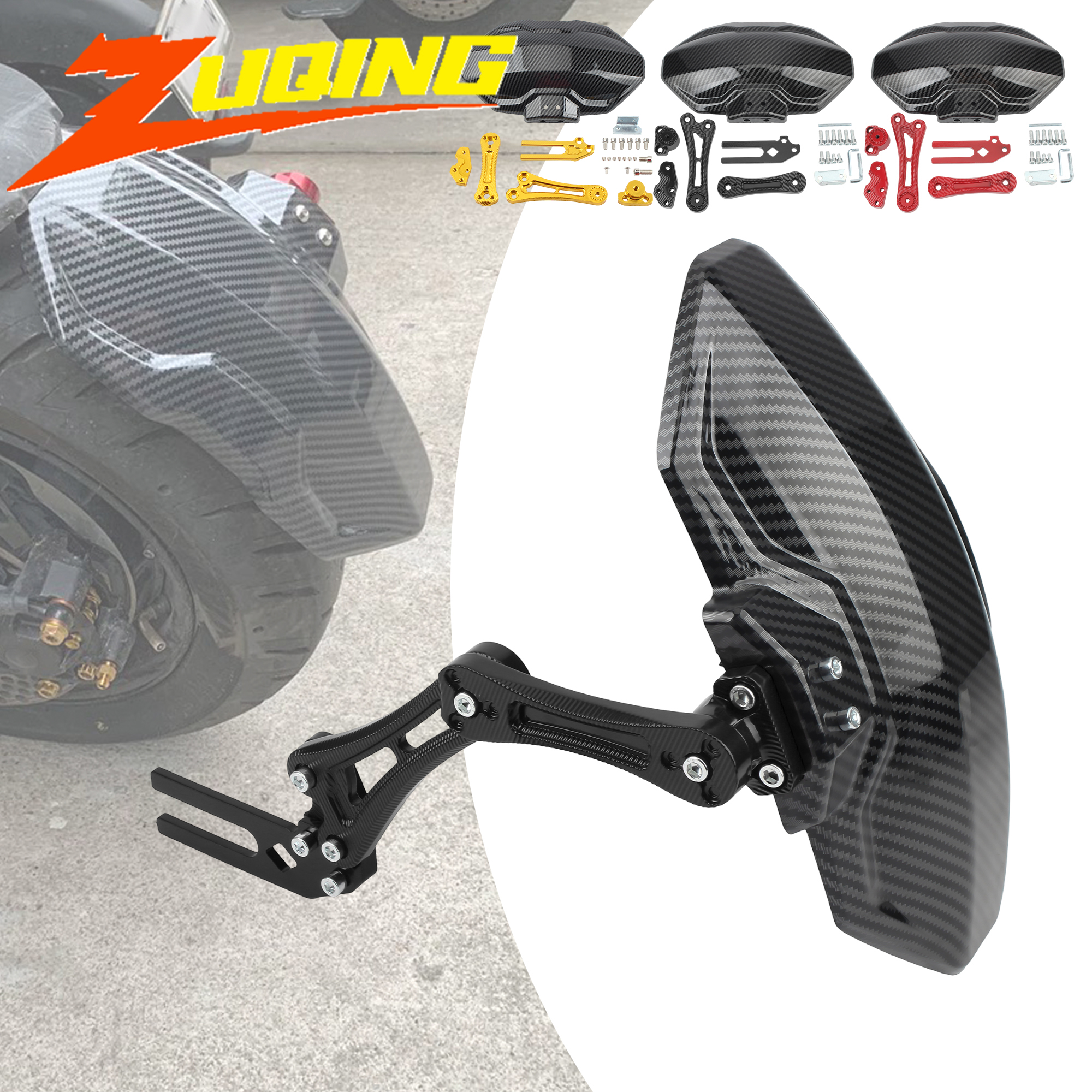 Motorrad Einstellbare Nachahmung Carbon Faser Aluminium Legierung Hinterrad Kotflügel Kotflügel Roller Universal Zubehör