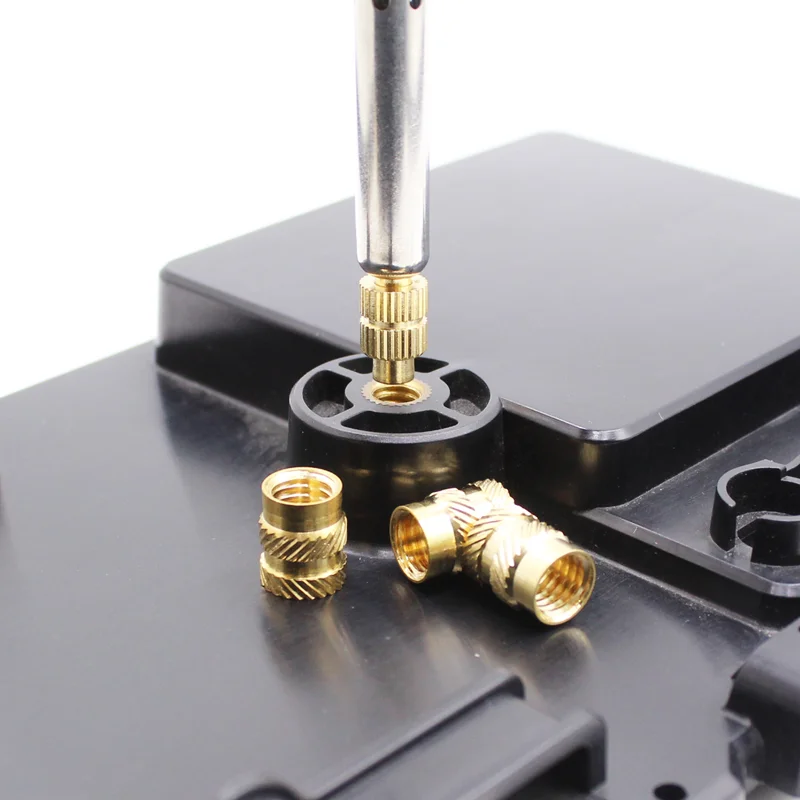 Máquina de implante de tuerca moleteada de inserción de fusión en caliente de latón, herramienta de inserción de calor de implante de conducción térmica de tuerca de cobre, impresora 3D de plástico