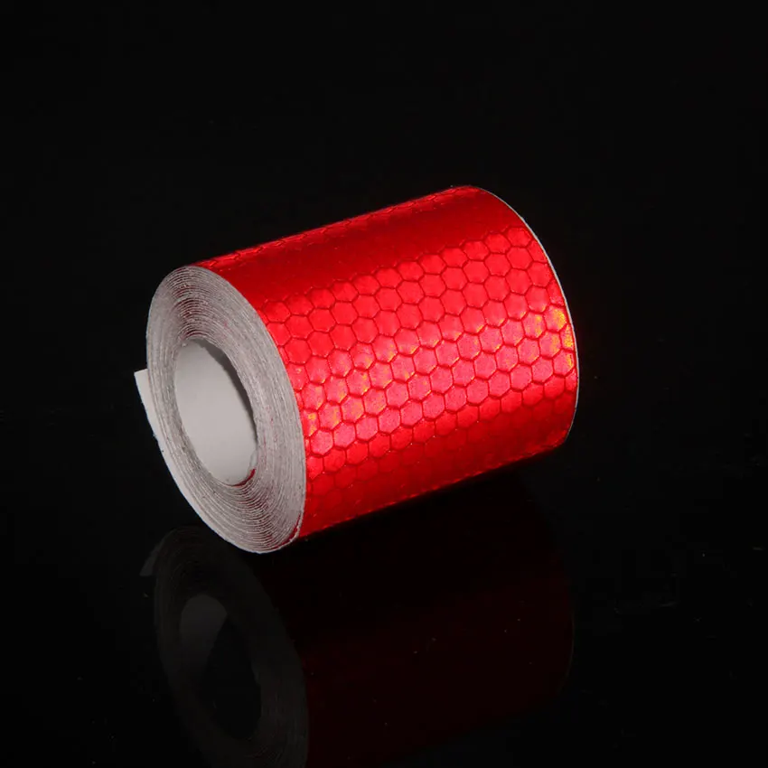 5Cm X 3M Etic Reflectante Chất Liệu Vải Phản Quang Phản Quang Băng Phản Xạ Băng Adhesiva Xe Ô Tô Tự Động Bộ Phim Pha Lê Tổ Ong Đỏ refector Băng